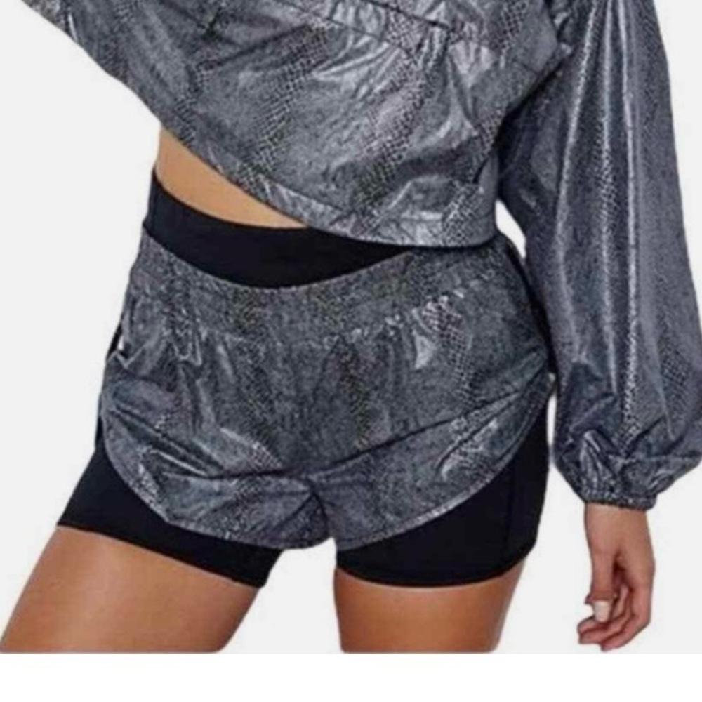 FP Movement by Free‎ People Metallic Silver Athletic Shorts
